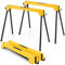 COSTWAY Folding Saw Horse Twin Pack, Heavy Duty Work Bench with 2 x 4 Support Arms & Carry Handle, Fully Assembled Trestle Stands Sawhorse, Max Load 454kg/1000kg (454kg, Yellow, Metal, 92x48x74cm)