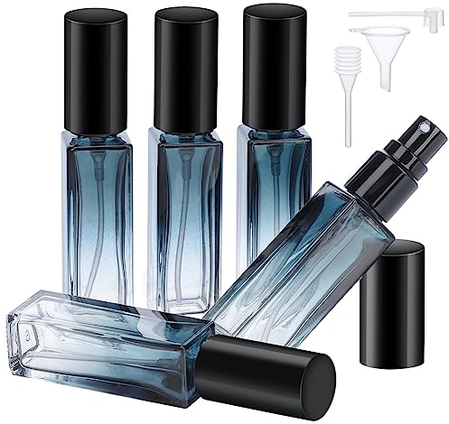 Segbeauty Extracteur Diffuseur de Parfum, Bouteille Vaporisateur de Parfum 10ml, 5 Pièces Atomiseur de Parfum Rechargeable, Flacon de Parfum Vide en Verre, Petits Flacons de Parfums (Bleu Dégradé)