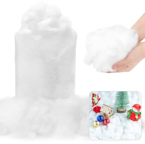 RANJIMA Watte Kunstschnee, Füllwatte für Wolken- Weihnachtsbaum Deko 150g Kunstschnee Watte Deko Fake Indoor Schnee für Kunstschnee Dekoschnee Weihnachten Winter Wohnkultur Mantel Dorf