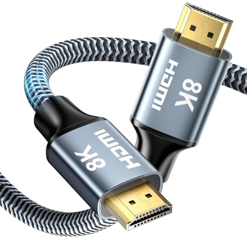 CABNEER Câble HDMI 2.1 8K pour TV et Projecteur 15M 1 Pièce Gris | 48Gbps Câble HDMI Haute Vitesse 8K@60Hz 4K@120Hz 2.2/2.3 Supporte 3D HDR Retour Audio Compatible avec HDTV Moniteur PC