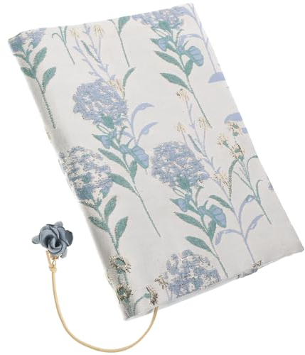 TEHAUX Buchhülle Stoff mit Blumenmotiv - A5 Waschbarer Buchschutz Einband - Wiederverwendbarer -Buchumschlag Baumwollstoff Himmelblauer Buchumschlagschutz Für Schüler 8. 61X6. 48 Zoll