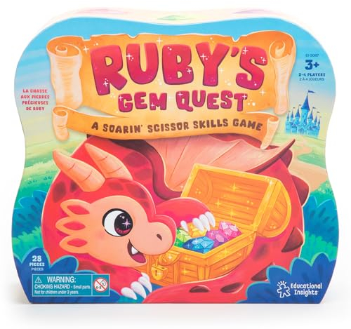 Learning Resources Ruby’s Gem Quest Skills Game, Toys for 3 Year Old Boys and Girls, Introduce Scissor Skills, Educational Games