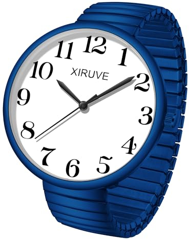 XIRUVE Facile à Lire Super Grand Cadran Chiffres Arabes Bracelet Élastique en Acier Inoxydable Montre à Quartz Analogique pour Femme Homme