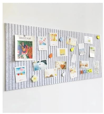 Rokeblau 120 x 80cm große Pinnwand, dekorative Pinnwand aus Filz, 0,9cm dick, faltbare Fototafel mit selbstklebendem Klebeband, Sichttafel für Wände in der Schule, zu Hause, im Büro/Splitter grau