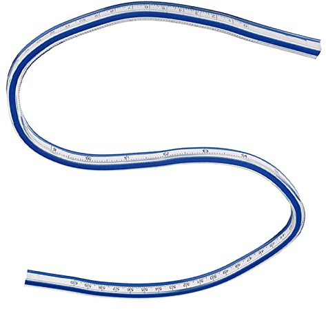 Flexibel kurvlinjal, flexibel designlinjal, flexibel kurvlinjal, mätverktyg, för tekniska ritningar, designgrafik, kläddesign och alla typer av (60 cm)