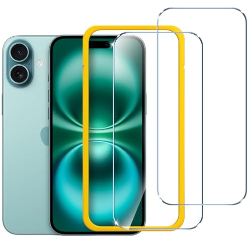 ivoler 3 Pack Screen Protector for iphone 16 plus/iphone 15 plus, with Alignment Frame Tool, Tempered Glass Protection Film - without air bubbles -Ultra Resistant Hardness 9H 6.7-Inch
