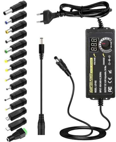 3A 72 W Adaptateur Secteur Universel,3V-24V avec Affichage LED Tension et 14 Embouts,pour Les Appareils Electroniques Domestiques