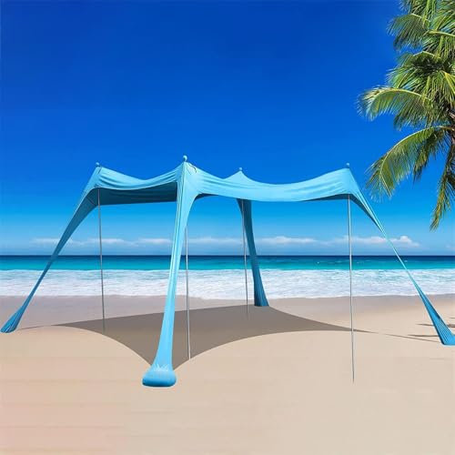 Strandtält – strandsolskydd | strandtak | strandtak i aluminium | strandskydd | strandbaldakin | strandskugga | tältstång i aluminium för familjen | lätt bärbar campingstång för camping