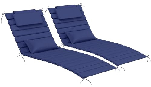 AOFEITE 1.6 Chaise Lounge Cushions Outdoor Set of 2, Water Fade Resistant