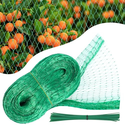 4 X 10 M Filet Anti Oiseaux, Filet Protection Oiseaux, Filet Oiseaux, Filets de Protection Jardin avec 50 Attaches pour Oiseaux Plantes Bassin Arbres