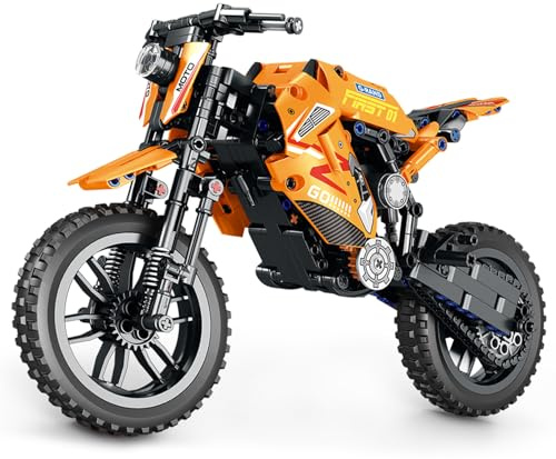 QISHOUTING 1:8 Scale Off-Road Dirt Motorcycle Building Set for Adults,with Display Sand, Dirt Bike Building Kits, Birthday for Adults(506PCS)