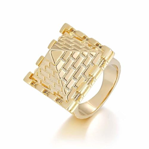 THE BLING KING Gold Plated Pyramid Ring, Statement Style, Geometric Design