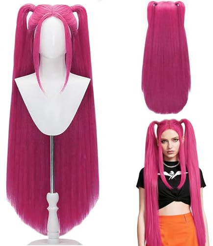 Hunter - Parrucca per cosplay per bambini, lunga viola, per cosplay e cos-play per bambini, per Halloween, carnevale, feste in maschera