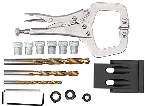 Kit di utensili per punzonatura trapano elettrico da 16 pezzi, localizzatore di fori obliqui a 15° con punte da trapano placcate Ti, set di installazione per la lavorazione del