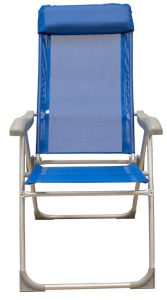 Sedia Sdraio Pieghevole Relax in Alluminio Ø22/19 mm – Multiposizione con Poggiatesta, Telo in Textilene Traspirante, Braccioli in ABS – Esterno e Giardino