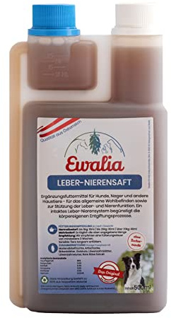 EWALIA Leber-Nierensaft | 500 ml | Ergänzungsfuttermittel für Hund & andere Haustiere | Mit Mariendistel