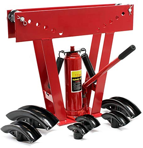 Wiltec Rohrbiegemaschine hydraulisch 12 t, Biegewinkel bis 90°, Rohrbiegegerät Rohrbieger mit 6 Presstücken 21,3-60,3 mm, Biegemaschine Rohre