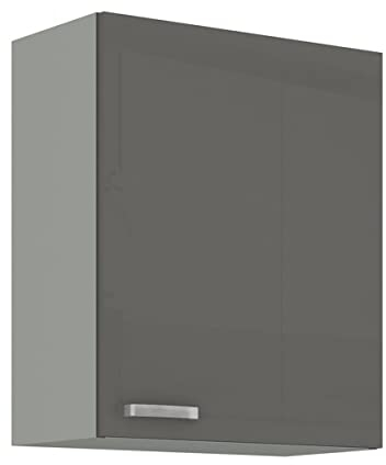 Küchen Hängeschrank 60 Hochglanz Grau Küchenzeile Küchenblock Küche Grey Bianca