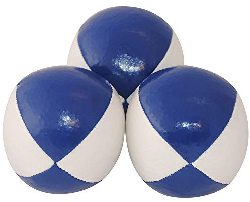 Juggling Balls Professional Style Set of 3 - How to Juggle Kit with Bean Bags for Juggling for Beginners with Vibrant Colors, Great Feel, Ultra Durable (White/Blue)