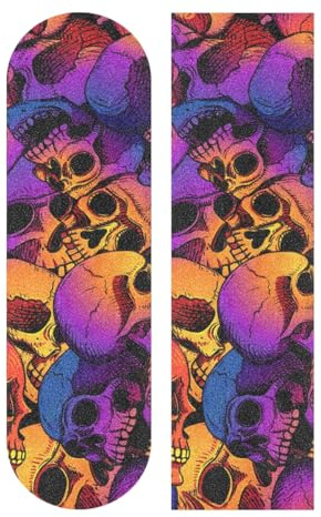 SUABO Skull Puttern Skateboard Grip Tape Sheet Scooter Deck Sand Paper 9 x 33