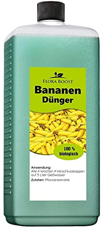 Konfitee Bananen Dünger Flora Boost 1000ml I Für bis zu 200L Gießwasser I Obstbaum Dünger für Bananenpflanze I Flüssiger Blatt- & Wurzeldünger I 100% natürlicher Pflanzendünger