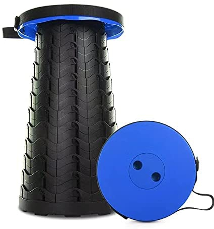 Tragbarer Camping Falthocker Belastbar 180 kg - Klein Klapphocker Höhenverstellbar für Outdoor Angeln BBQ - Teleskophocker für Drinnen Küche