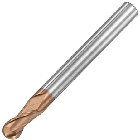 sourcing map Ball Nose End Mill 2.5mm Tip Radius Solid Carbide AlTiSin Coated CNC Router Bits 2 Flute Spiral Milling Cutter HRC55 with 5mm Shank 50mm (2-inch) Length