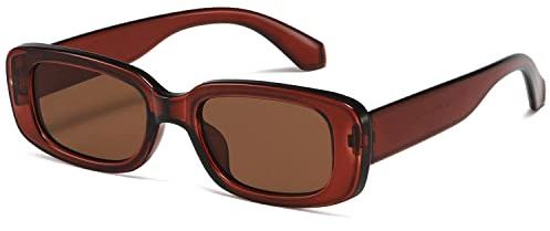 kimorn Rectangle Sunglasses for Women Men Trendy Retro Fashion Glasses 90’s Vintage UV 400 Protection Square Fram K1200 (Brown Frame Brown Lens, 65)