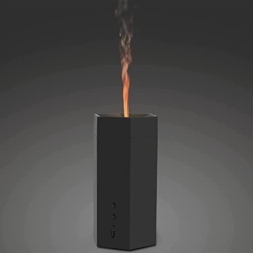 Aroma Diffuser Kabellos mit Flammen Effekt, Diffusor für ätherische Öle, Raumduft Elektrisch, Automatisch Power-Off, Ultraschall Luftbefeuchter für Zuhause Büro, Yoga, SPA