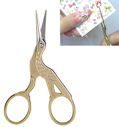 Tijeras de Uñas Acero Inoxidable Profesional Vintage Nail Art Tijeras de Acero Inoxidable Manicura Tijeras Herramientas Oro Vintage Talla Diseño Distintivo y de Moda Tijeras para