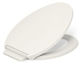 KOHLER 27331-96 K-27331-96 Glissade ReadyLatch Quiet Close Elongated Toilet Seat, Biscuit
