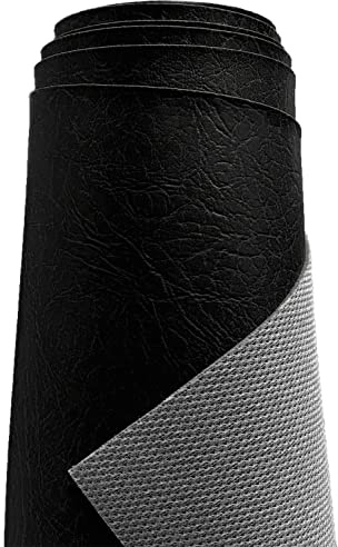 A-Express Pesado Grueso Tela de Cuero Sintético con Textura Granulada Cuero Imitación Vinilo Automotriz Decoración Hogar Material - Medio Metro 50cm x 140cm Negro