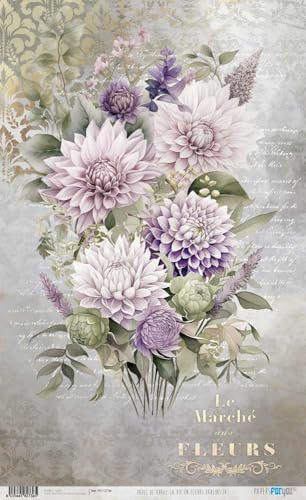 Papers For You Papel de Arroz 54x33 cm 25-30 gr. (La Vie En Fleurs Dahlias IV)
