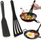 Zamety 2 StüCk Silikon Pfannenwender, Schwarz Pfannkuchenwender, Antihaft Kochspatel, Omelett Spatel Hitzebeständig Pfannkuchen Spatula, KüChenutensilien Zum Kochen, Backen, Braten