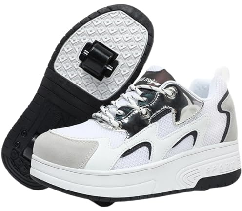 Hixingo Chaussure a Roulette pour Fille Garçons, Chaussures a roulettes avec Roues Chaussures de Skateboard, Patins à roulettes Couleur Unie Basket à roulettes pour Enfants Adulte