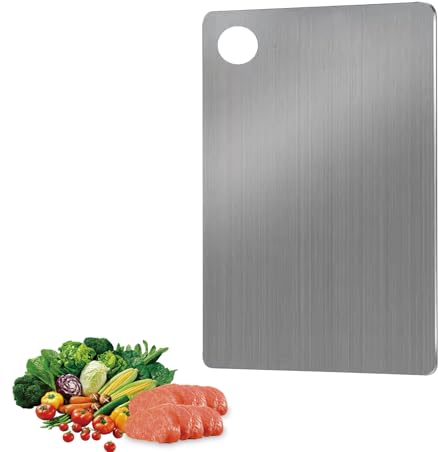 JAMSSOW Tagliere In Acciaio Inox, 24 x 15 cm Tagliere in acciaio inossidabile, Tagliere Cucina Multifunzione Professionale,Adatto per Carne, Frutta, Pasta, Verdure