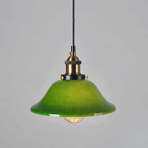 Lampadario , Lampada a sospensione a forma di scodella verde con paralume in vetro a V Lampada a sospensione Lampada a sospensione for isola della cucina, Lampade a sospensione antiche a soffitto for