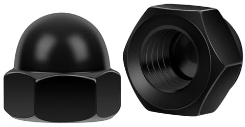 #8-32 Acorn Cap Nuts, 30 PCS Black Coating Acorn Dome Cap Nuts, Hex Drive, Stainless Steel 304