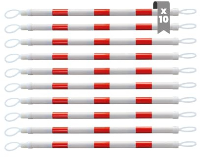Pack 10 - Barrera Plegable para Conos de Señalización y Conos de Tráfico. Crea Barrera Parking con Barra de Conexión Reflectante y Retráctil de hasta 2,20m para Señalización, Obra, Tráfico etc.