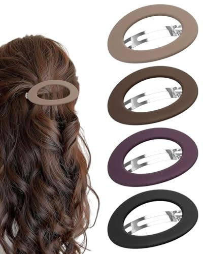 FUGLUS 4 PCS Fermagli per Capelli Matt Ellipse, Barrette di Capelli da Donna Francese, Fermaglio per Capelli Grandi, Mollette per Capelli a Molla Automatico,per Ragazze e Donne