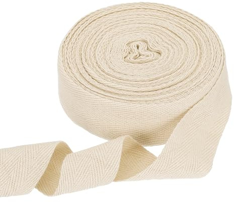 QUARKZMAN Bomullshuvudband 30 mm x 10 meter fiskbenstyg band rulle snedband för gör-det-själv pyssel sy presentförpackning beige