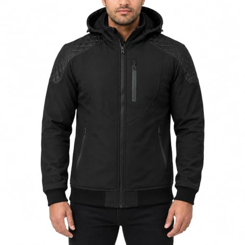 RKsports 291 Motorcycle Motorbike black Waterproof Soft Shell Hoodie Jacket (L)