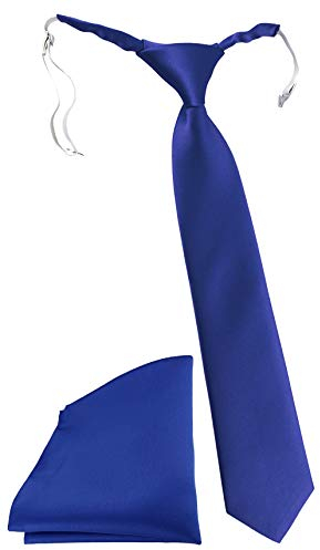TigerTie Kinderkrawatte Einstecktuch in dunkles royalblau einfarbig Uni - vorgebundener Knoten (fest vernäht) mit Gummizug