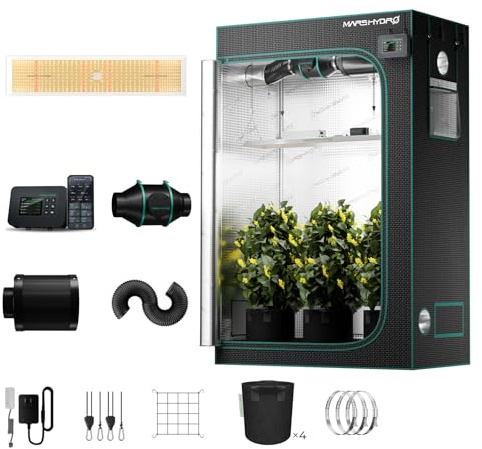 MARS HYDRO Grow Tent Kit Complete 2x4ft TSL 2000 LED Grow Light Dimmable with Smart WiFi iController, 24x48x70 Hydroponic Grow Light Set 1680D Full Spectrum Grow Kit, Ventilation system
