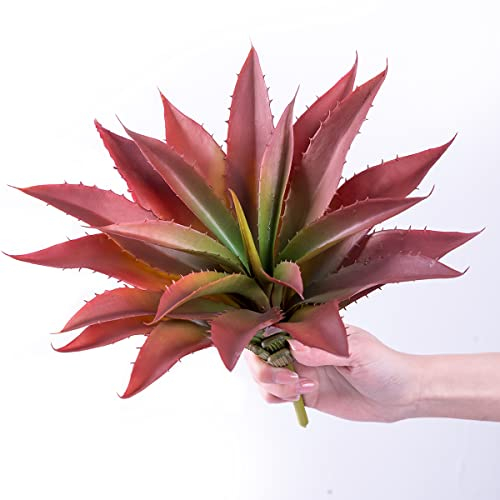 Veryhome Succulents Plants Artificial Aloe Plant, 12.5Inch Large Faux Succulents Unpotted, Premium Crafting DIY Greenery Decor for Indoor & Outdoor(Red)