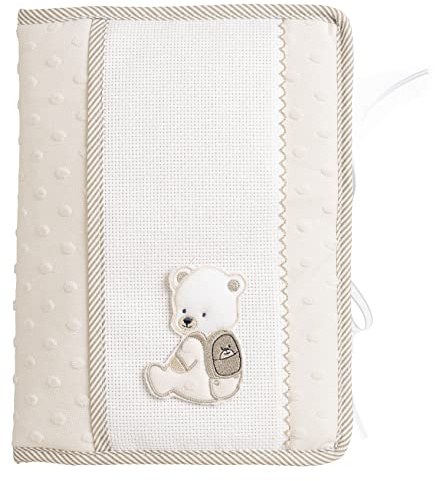 FILET - Borsa per Pannolini e Salviette da Ricamare in Morbido Tessuto, Organizer per il Cambio con Apertura a Libretto, Idea Regalo per Futuri Genitori, Made in Italy, Colore Beige