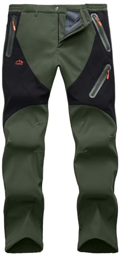 HFDWYJ Pantalon Ski d'hiver pour Hommes Pantalon de Chasse Imperméable Coupe-Vent Softshell Doublé de Polaire pour la Randonnée.