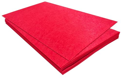 Jtnohx Feutrine, Tissu de Feutre 11 Pièces, Feutrine Loisir Creatif 17.78×28.7cm, Feuille de Feutre pour Couture (Rouge)