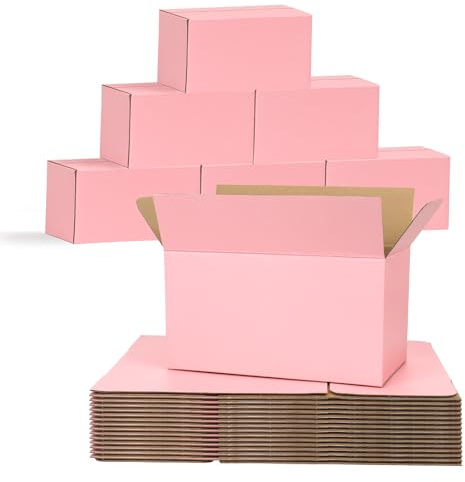 DEZIBOX Pink Shipping Boxes Medium 9x6x4 Inches, 30 Pack Corrugated Cardboard Boxes for Packaging Small Business Mailing