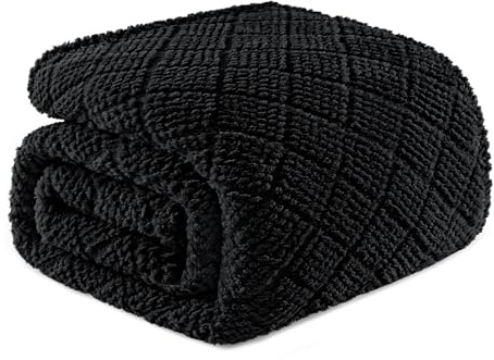 Whale Flotilla Coperta Plaid in Pile di Microfibra, Coperta Morbida, Calda e Soffice per Letto Singolo e Matrimoniale, Copridivano Leggera per Ogni Stagione, 220 x 240 cm, Nero